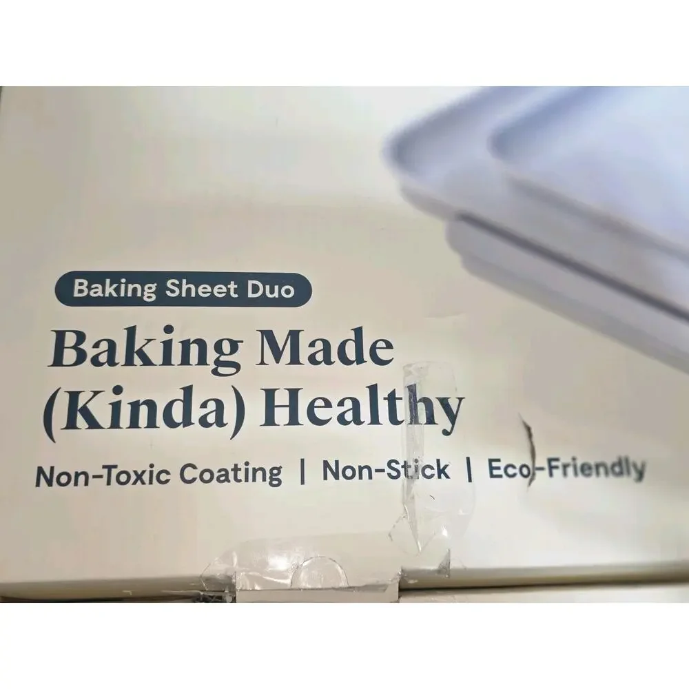 Caraway Home 2pc Duo Baking Sheet Set Cream: Nonstick Bakeware Set with